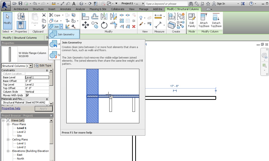 Join Geometry in the Revit user interface