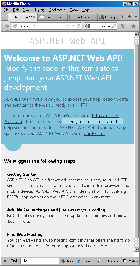 ASP.NET default home page