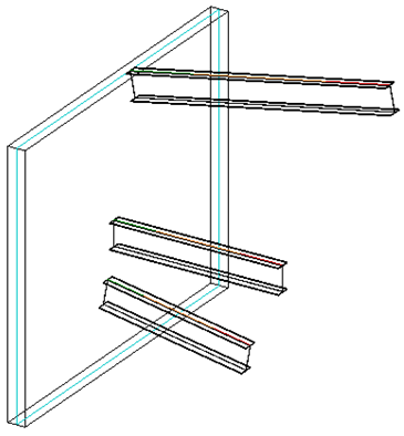 Inclined beams 3D view
