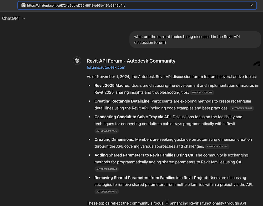 ChatGPT knows the Revit API discussion forum