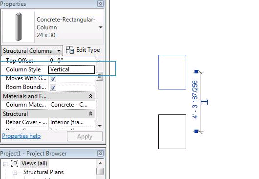Vertical column properties