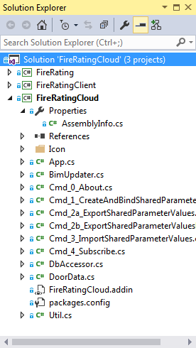FireRatingCloud solution in Visual Studio 2015