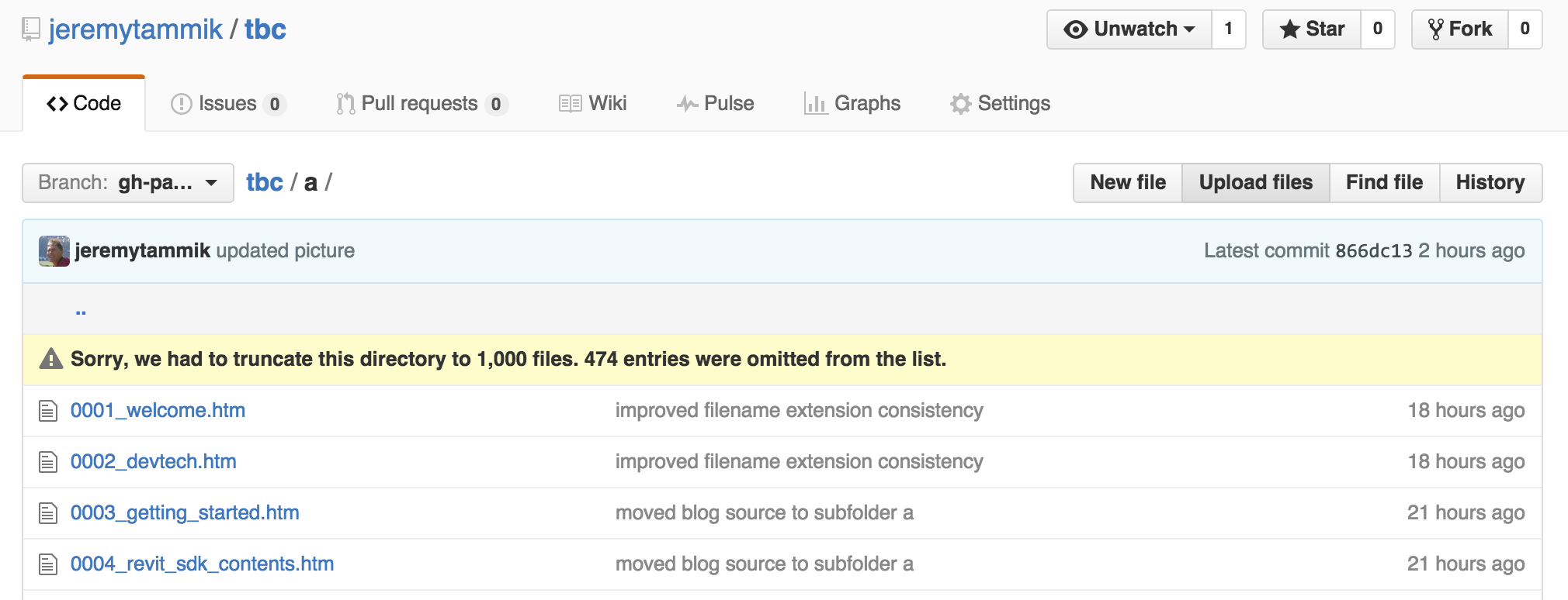 GitHub directory truncated to 1000 files