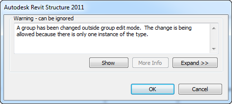 Group edit mode message