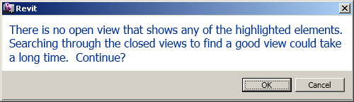 Revit asking whether to search for a suitable view