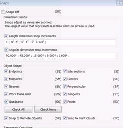 Object snap settings