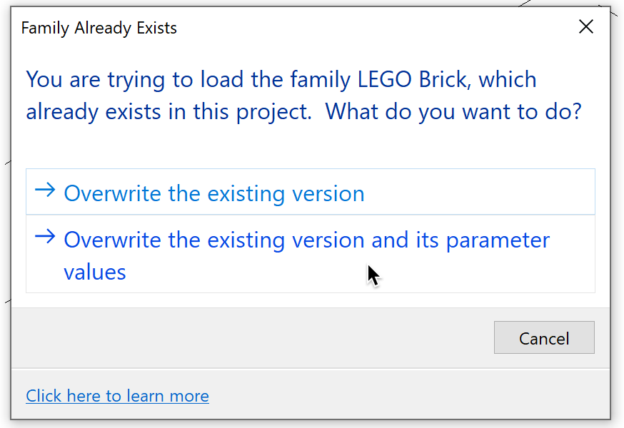 Reload purged family