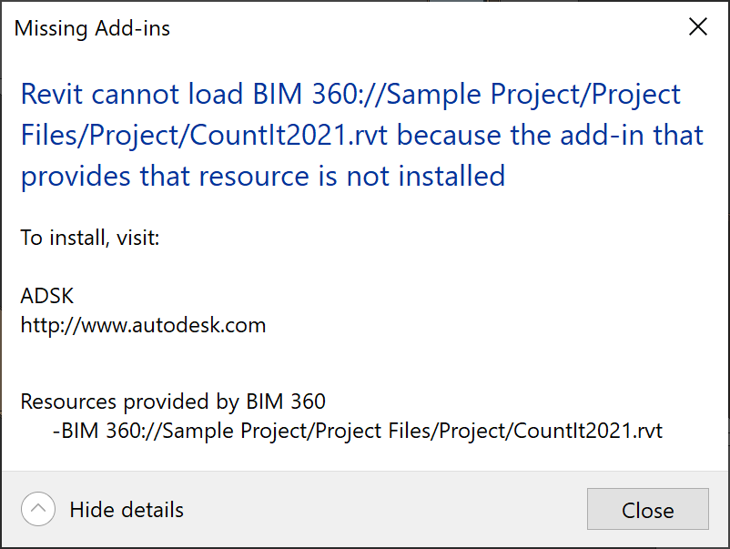 Cannot load BIM360 link