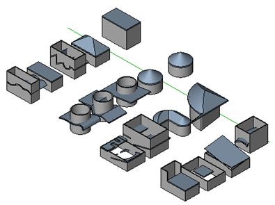 RoofsRooms sample file in 3D view