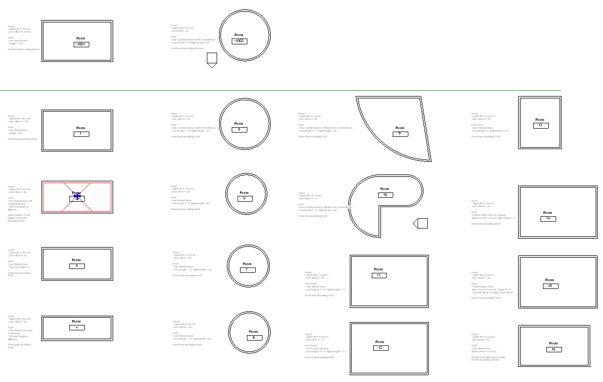 RoofsRooms sample file in plan view
