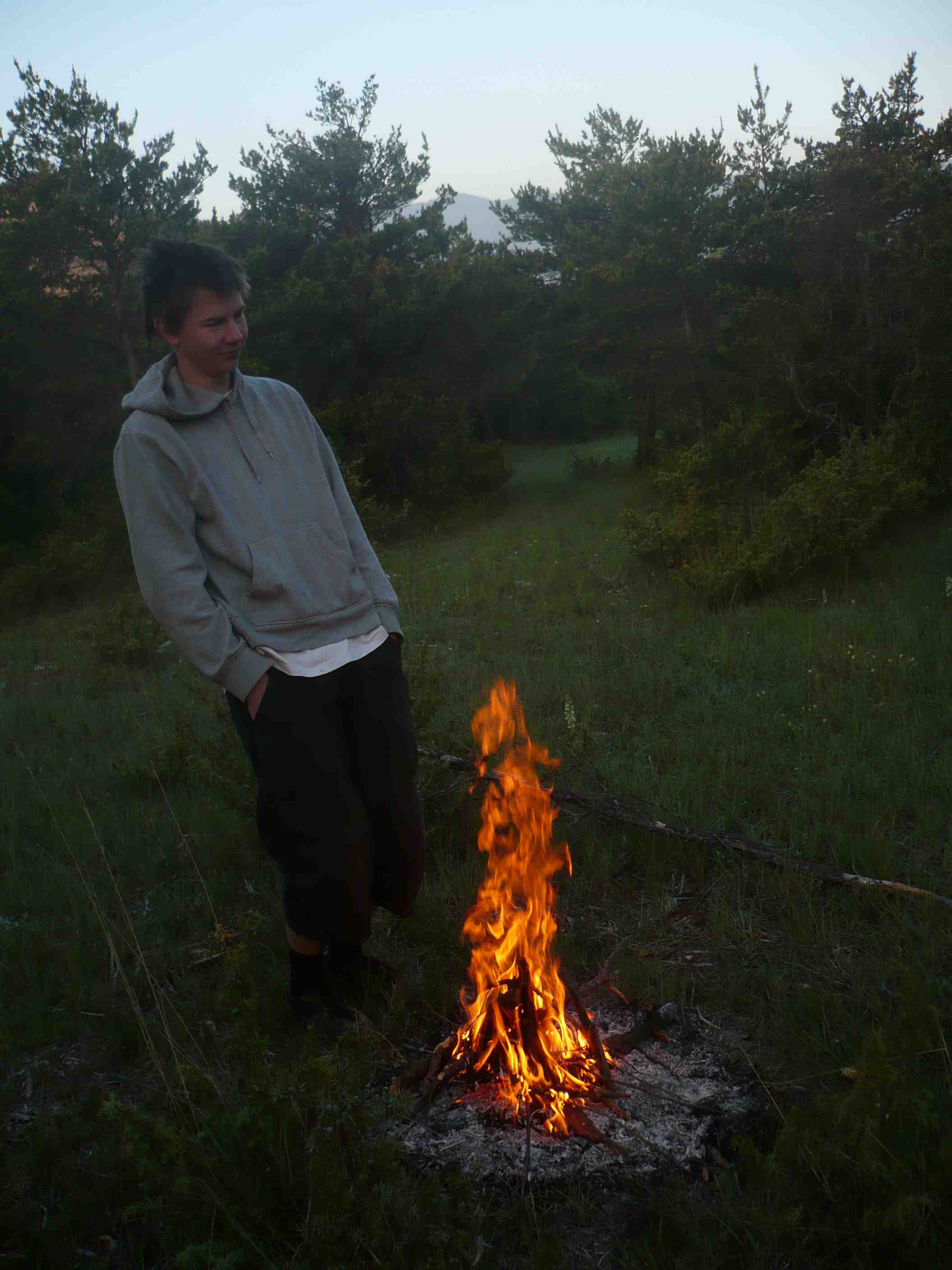Cornelius at the camp fire near Rosans