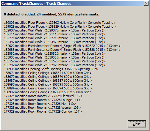 Tracked element report
