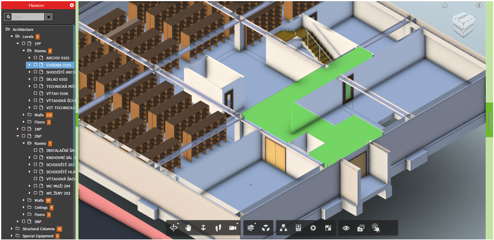 Viewer highlight room — a complicated room shape