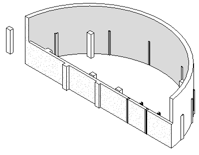 3D view of wall and column intersections