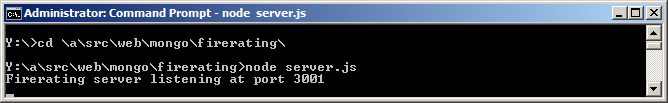 Starting the node web server on Windows