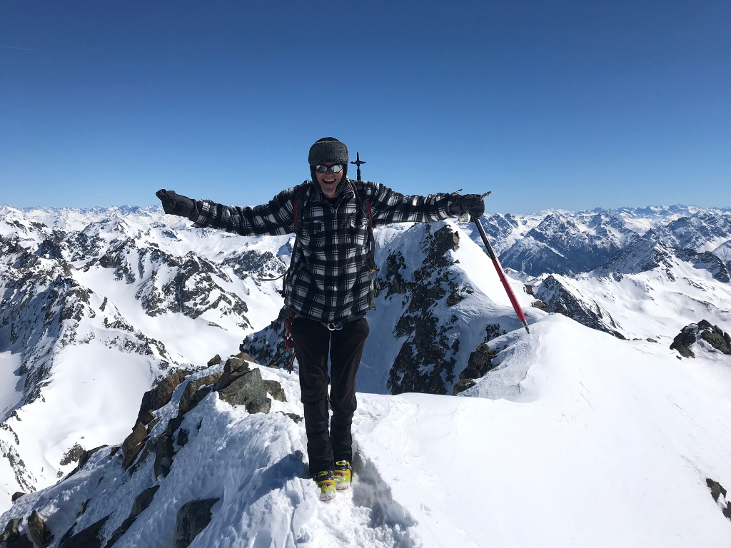 Jeremy on the Piz Buin summit ridge