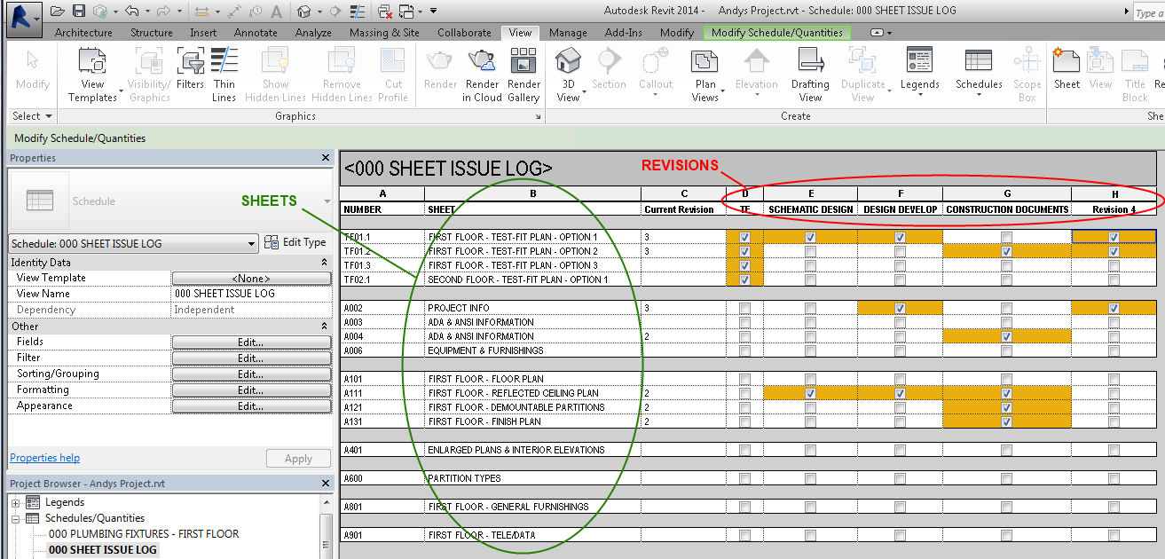 Annotated sheet log