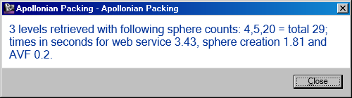 Results of Apollonian packing with three levels