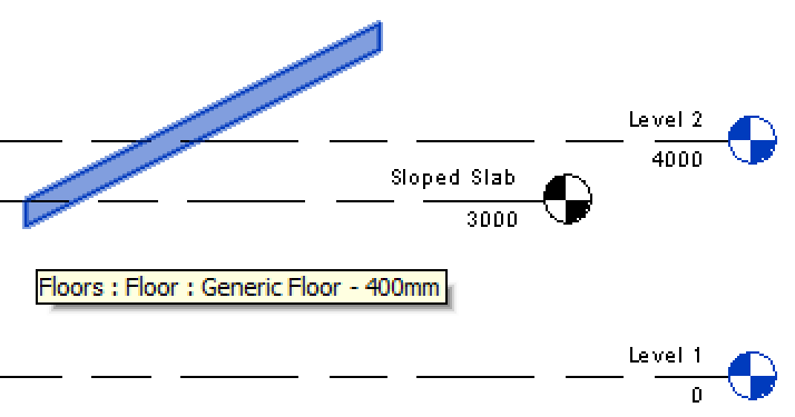 Sloped floor slope in elevation view