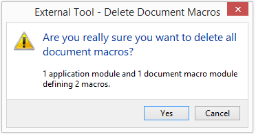 Delete document macros confirmation