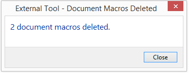 Delete document macros result message