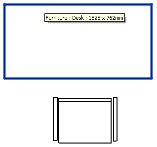 Plan view of desk and chair in Revit