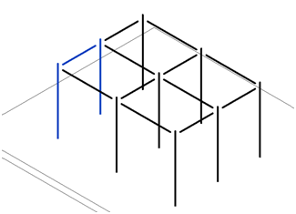 Two columns and a beam selected to create assembly