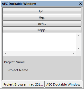 Dockable panel in project browser floating window