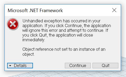 Exception displaying Windows form