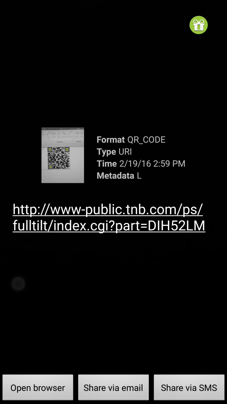 QR Code scanned on mobile device