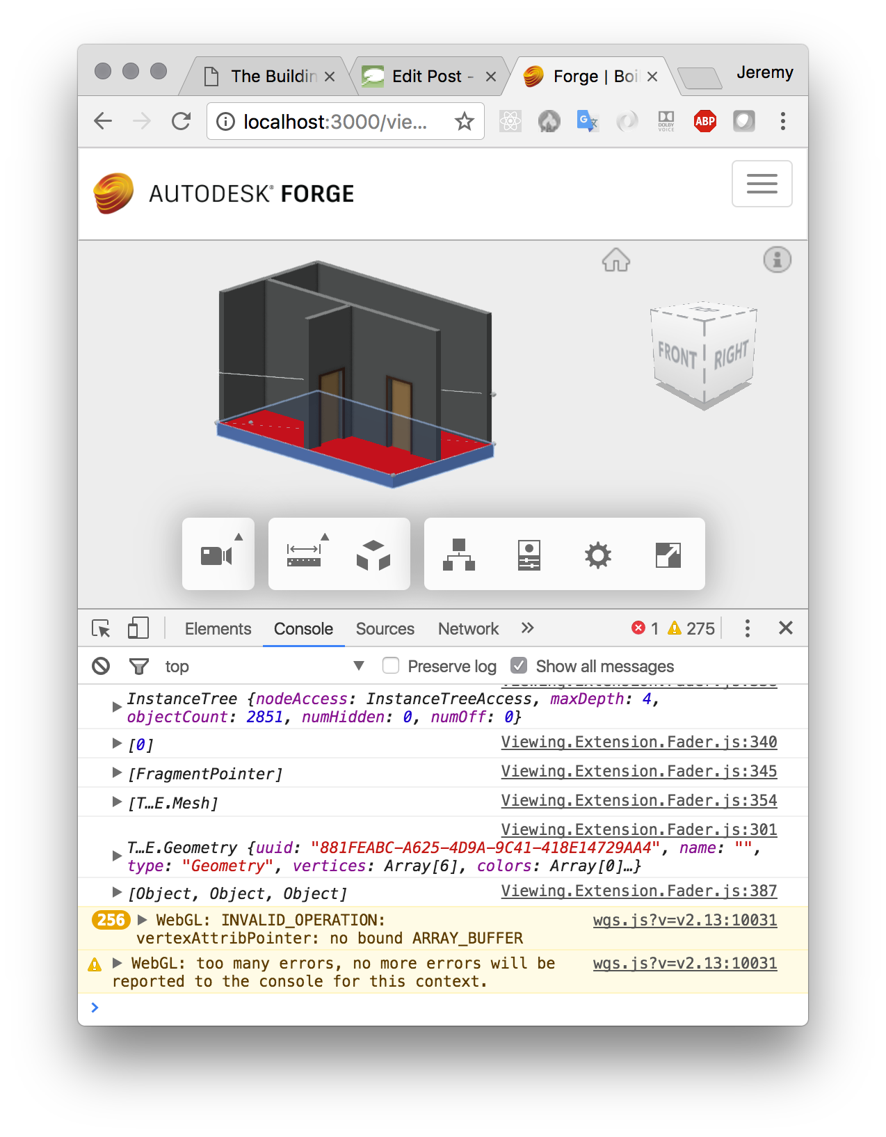 ForgeFader raycast result in Chrome debugging console
