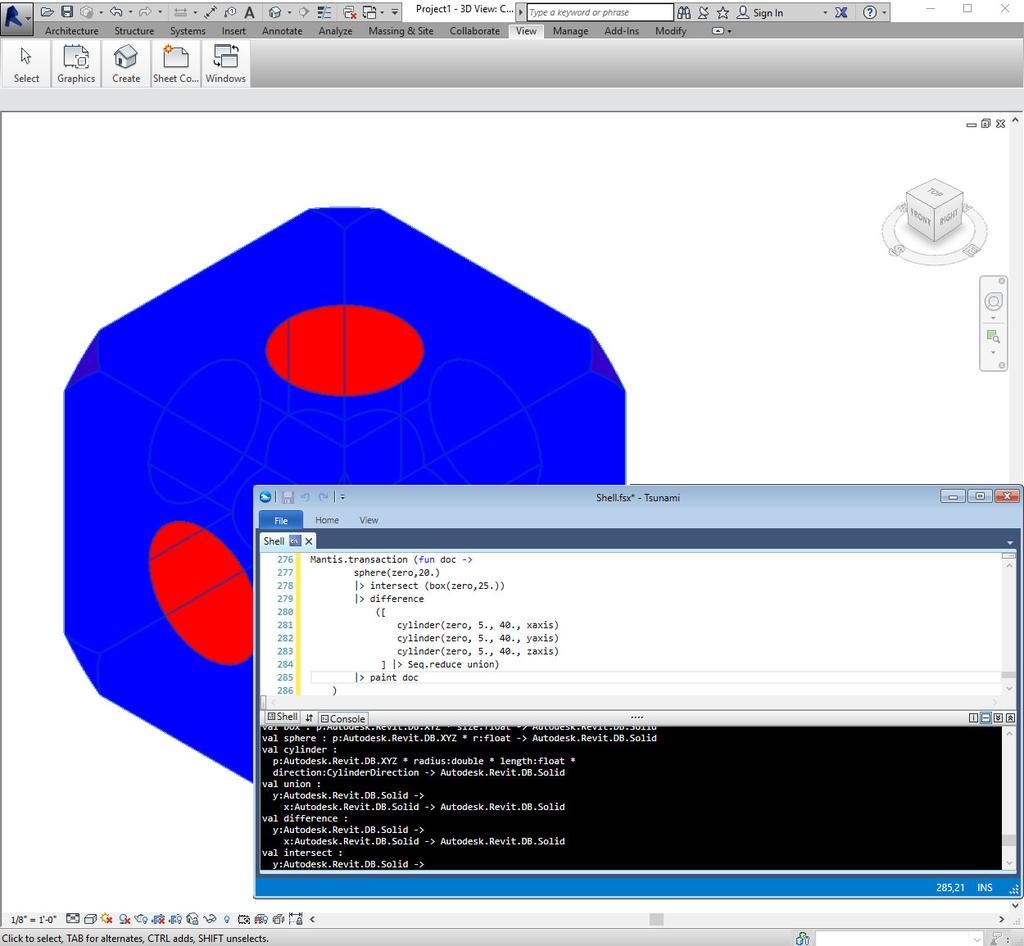 Interactive F# Mantis shell in Revit