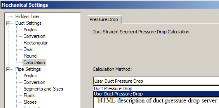 User duct pressure drop