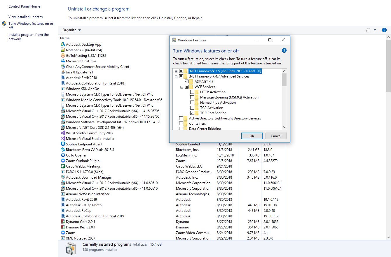 .NET Framework 4.7 in Windows features
