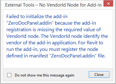 VendorId node missing in add-in manifest