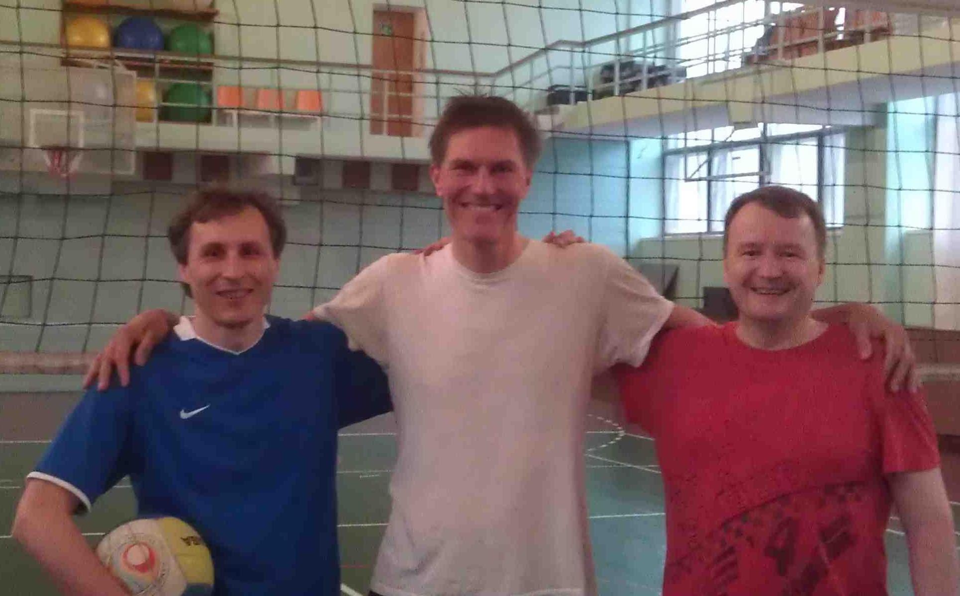 Rustam, Marat, Jeremy and the volleyball