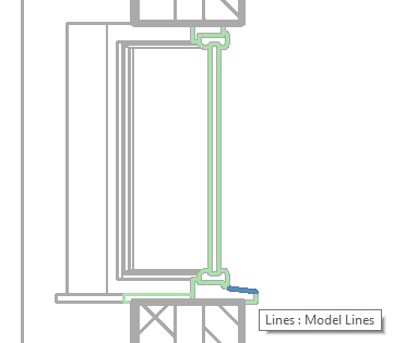 Model lines representing cut geometry in section view