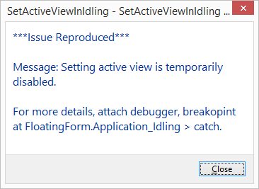 Demo_SetActiveViewInIdling error report