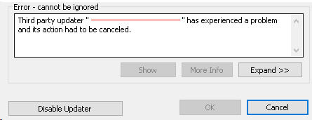Updater experienced a problem